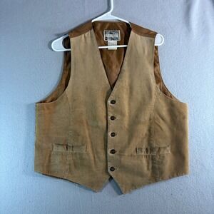 Property Mens Vintage Leather Suede Vest Brown Large Style 23912 Button Front